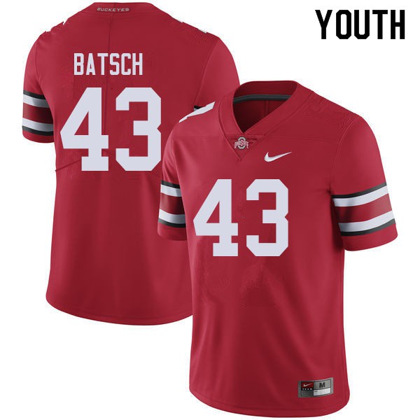 Ohio State Buckeyes #43 Ryan Batsch Youth Embroidery Jersey Red